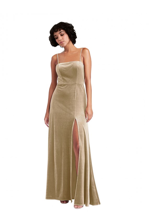 Sleeveless Champagne Low Back A-Line Square Neck Formal Evening Gown / Prom Dress / Bridesmaid Dress Geelong